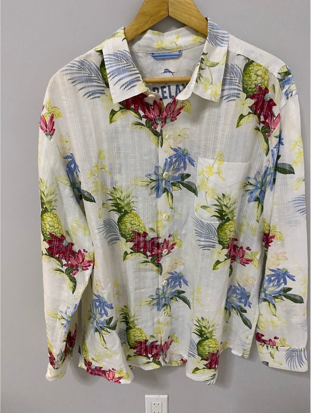 Tommy Bahama Relax Men's Floral Linen Cotton Button-Up Shirt XL